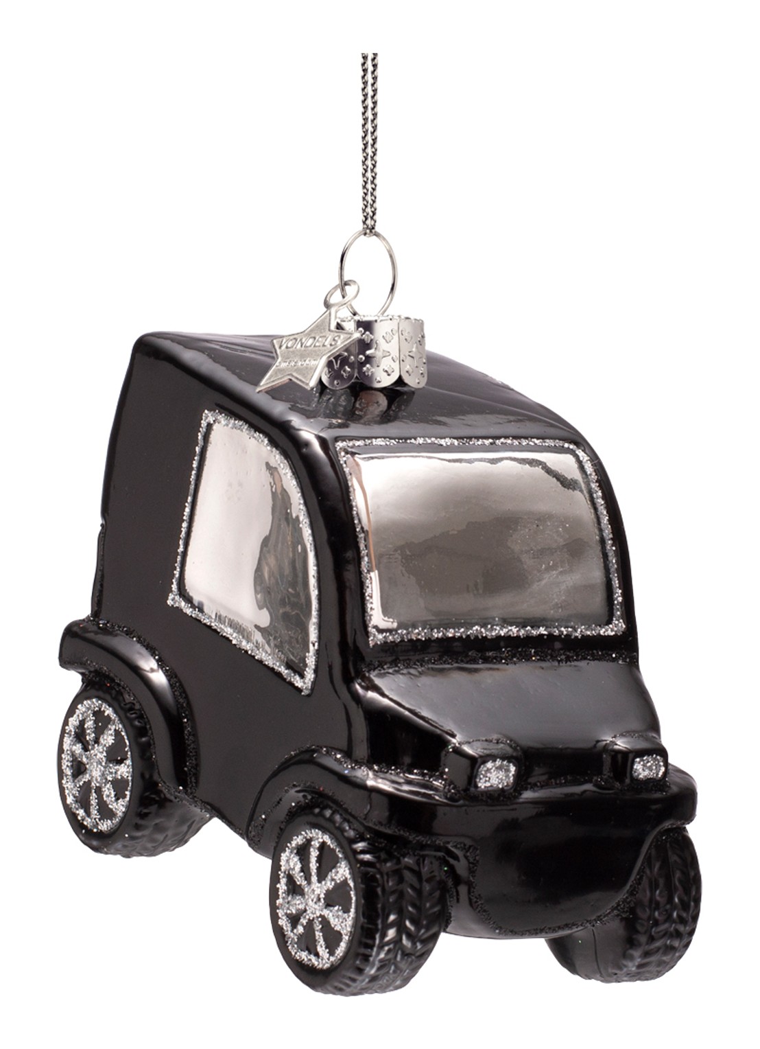 Vondels Stadsauto kersthanger 8 cm - voorkant zwart