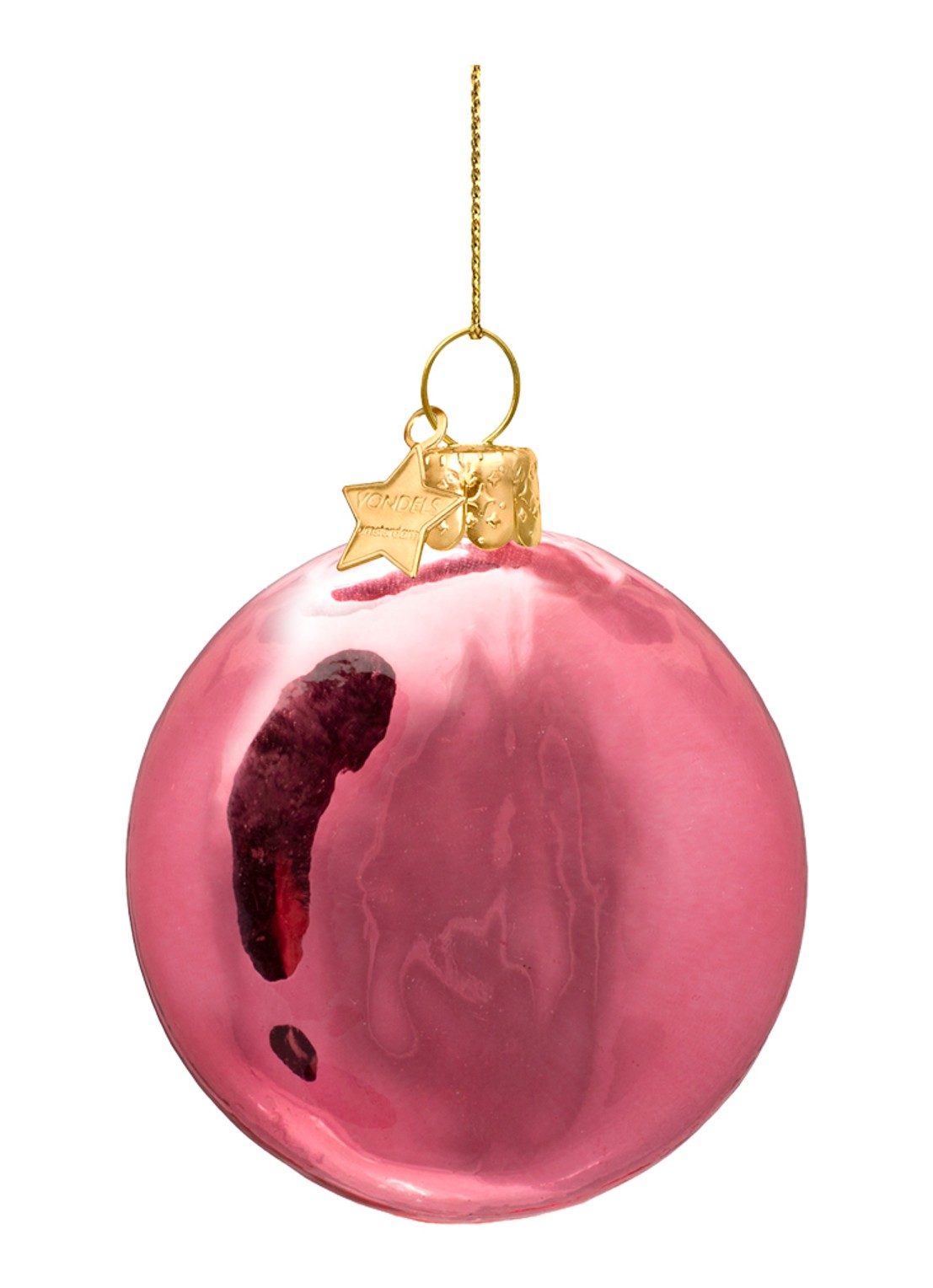 Vondels Starry Eyed Smiley kersthanger 7 cm - achterkant 3 roze