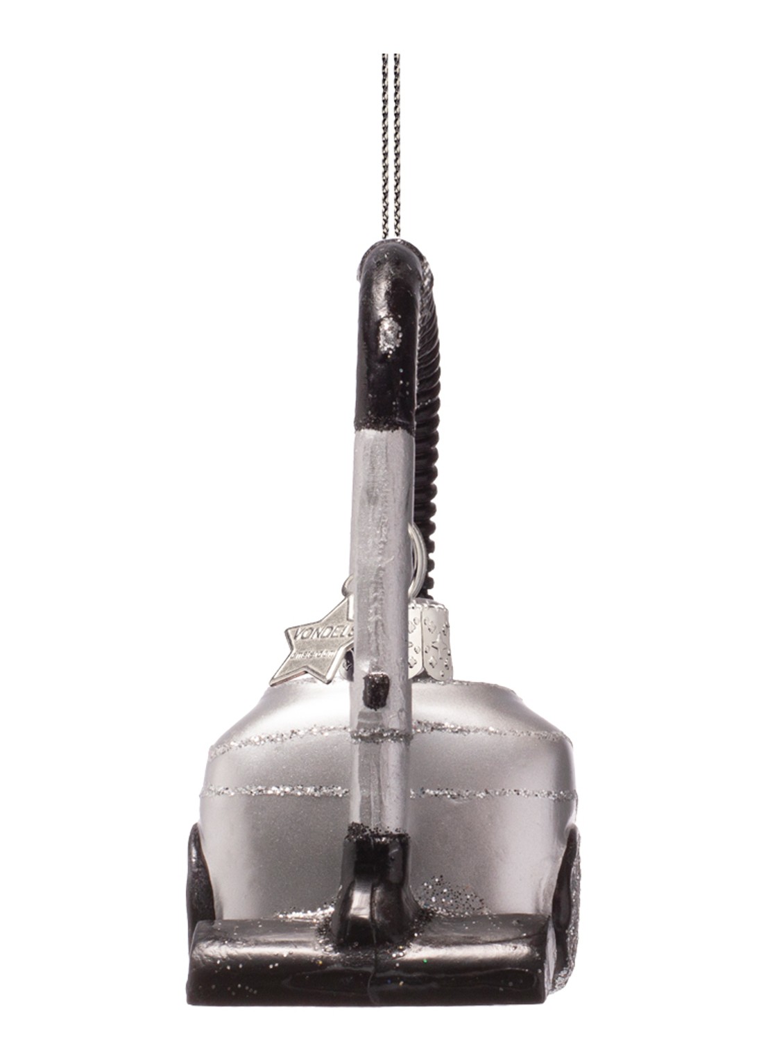 Vondels Stofzuiger kersthanger 8,5 cm - achterkant zilver