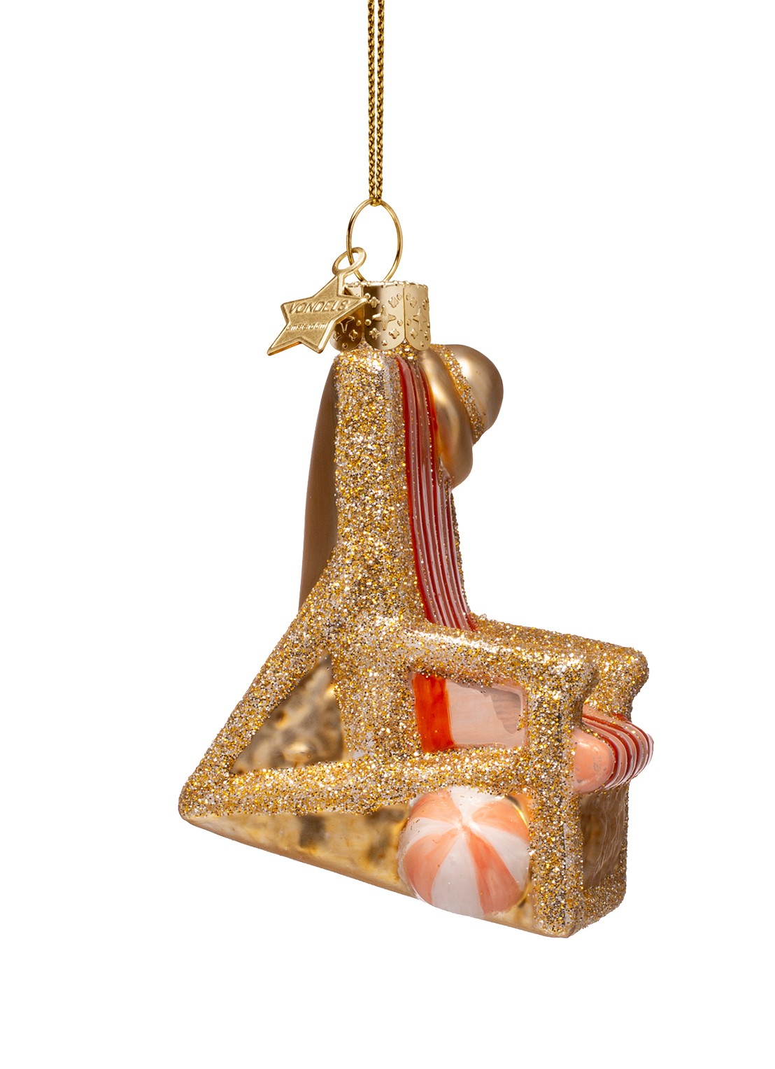 Vondels Strandstoel kersthanger 9 cm - achterkant 4 goud