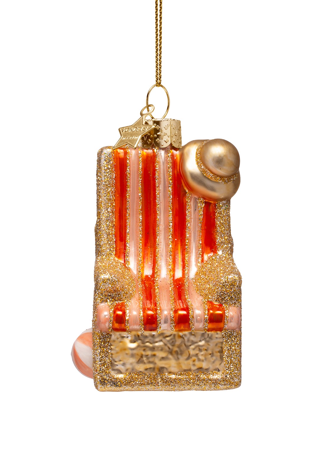 Vondels Strandstoel kersthanger 9 cm - voorkant 2 goud