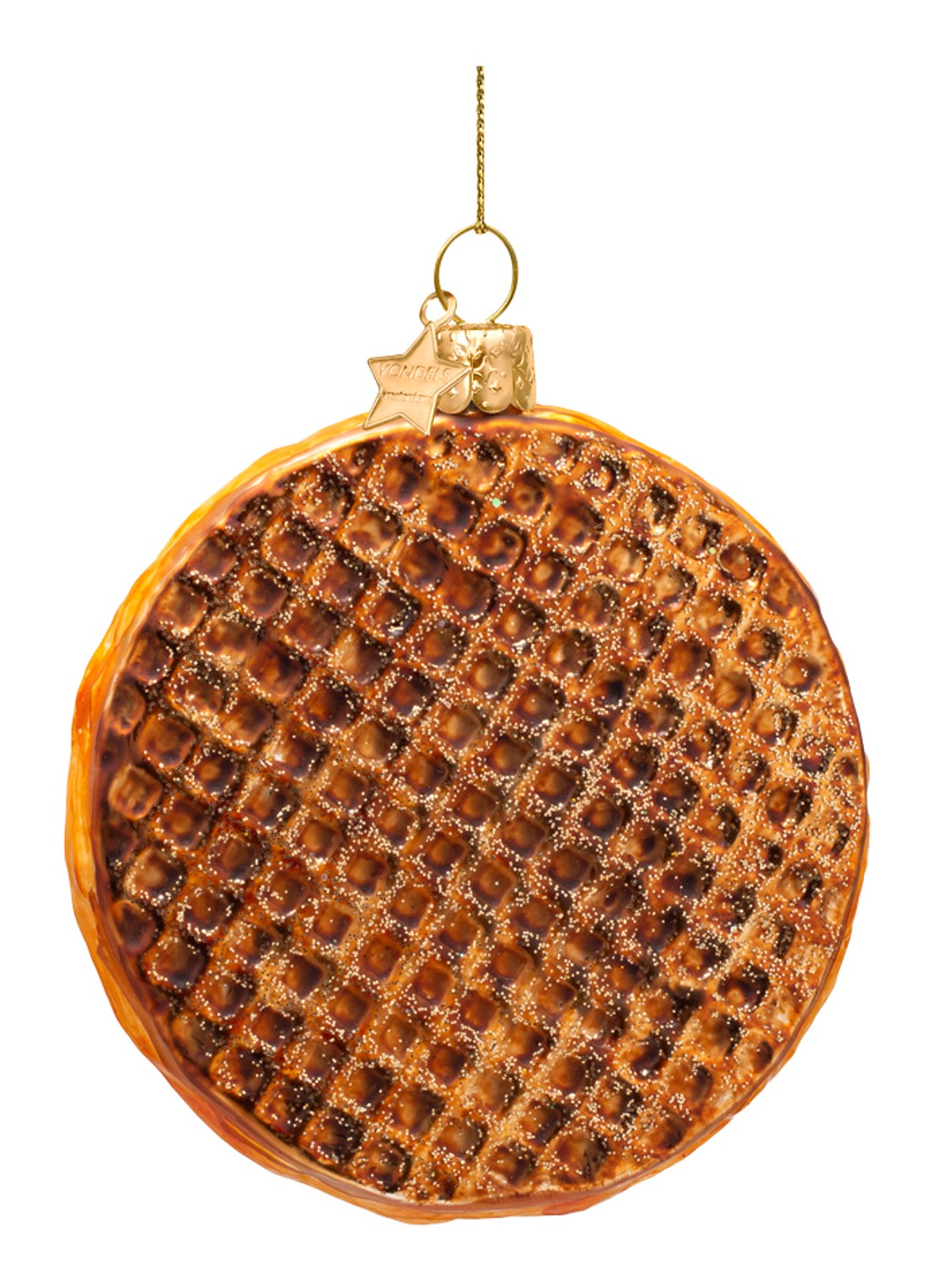 Vondels Stroopwafel kersthanger 9 cm - achterkant 2 bruin