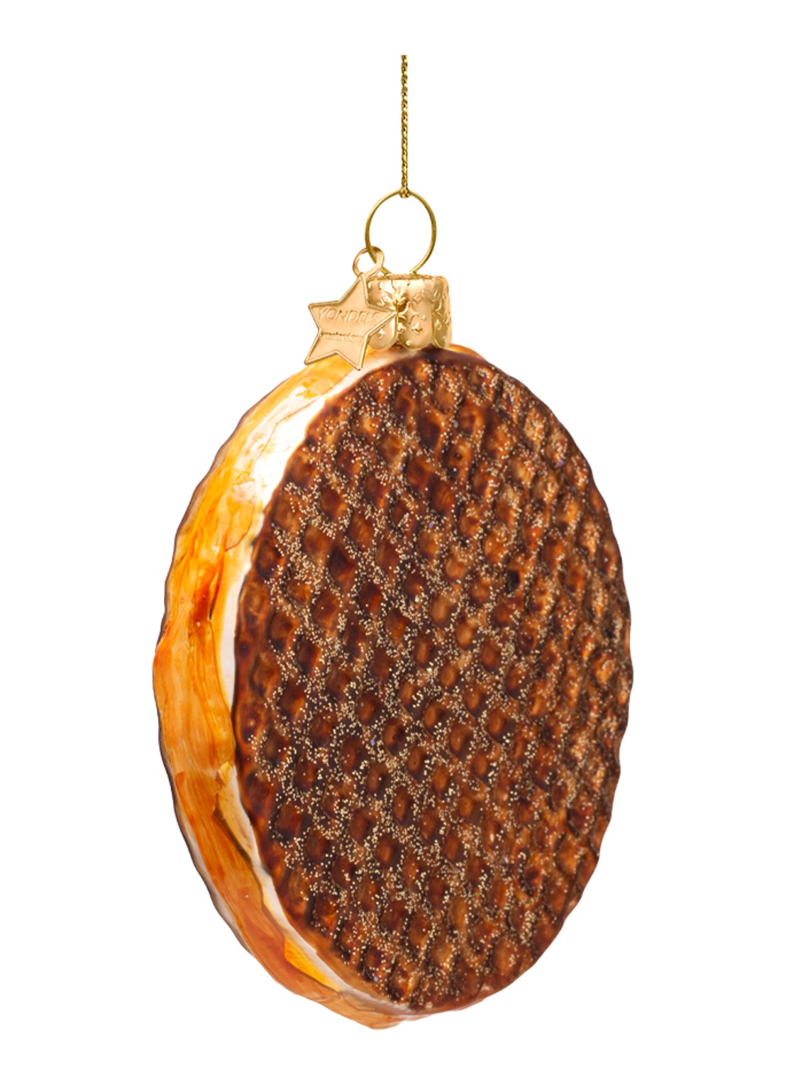 Vondels Stroopwafel kersthanger 9 cm - detail bruin