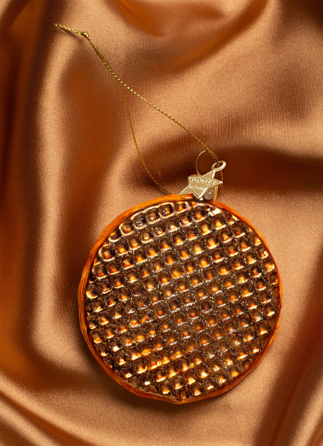 Vondels Stroopwafel kersthanger 9 cm - voorkant 4 bruin