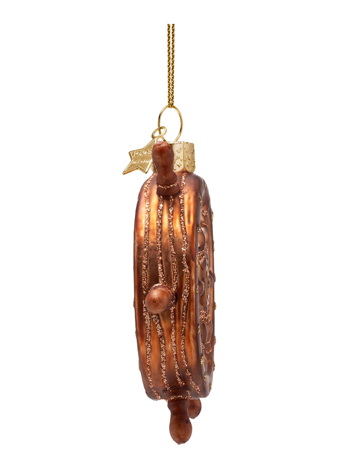 Vondels Stuurwiel kersthanger 7 cm - detail 4 bruin