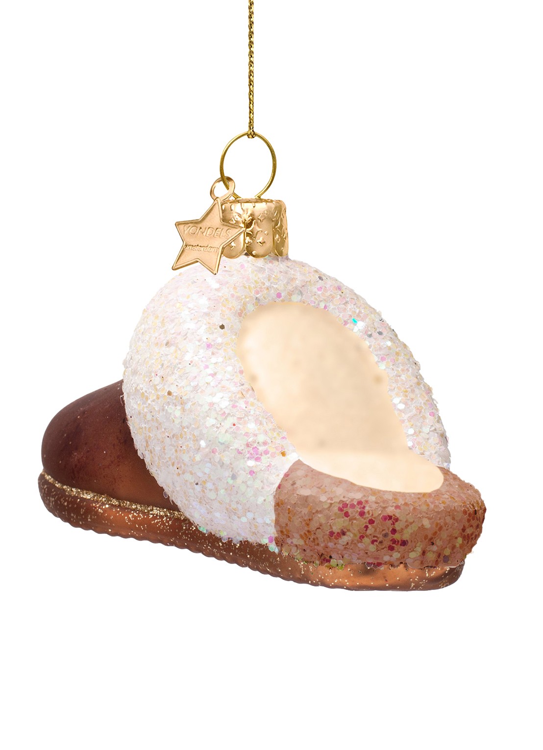 Vondels Suède slippers kersthanger 5,5 cm - achterkant 2 bruin