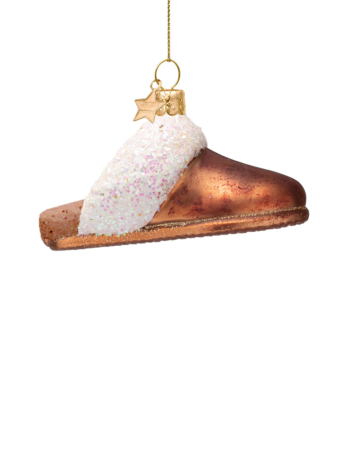 Vondels Suède slippers kersthanger 5,5 cm - voorkant 3 bruin