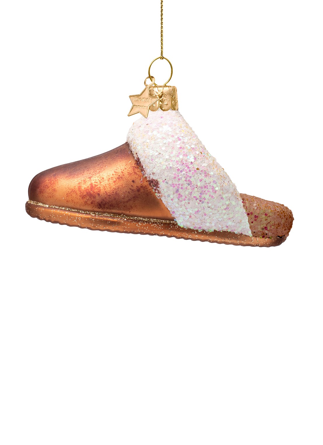 Vondels Suède slippers kersthanger 5,5 cm - voorkant 4 bruin