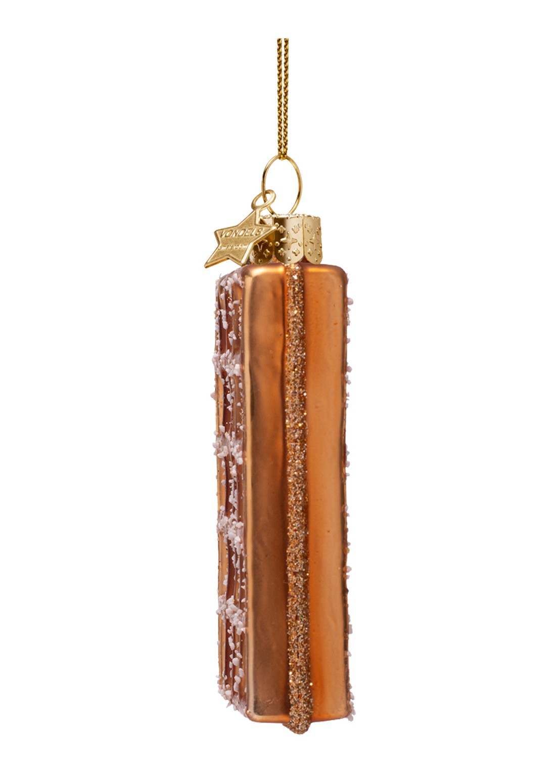 Vondels Suiker Wafel kersthanger 8,5 cm - detail 3 bruin