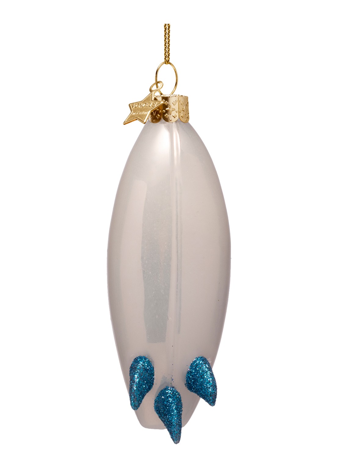 Vondels Surfboard kersthanger 11 cm - achterkant 4 wit