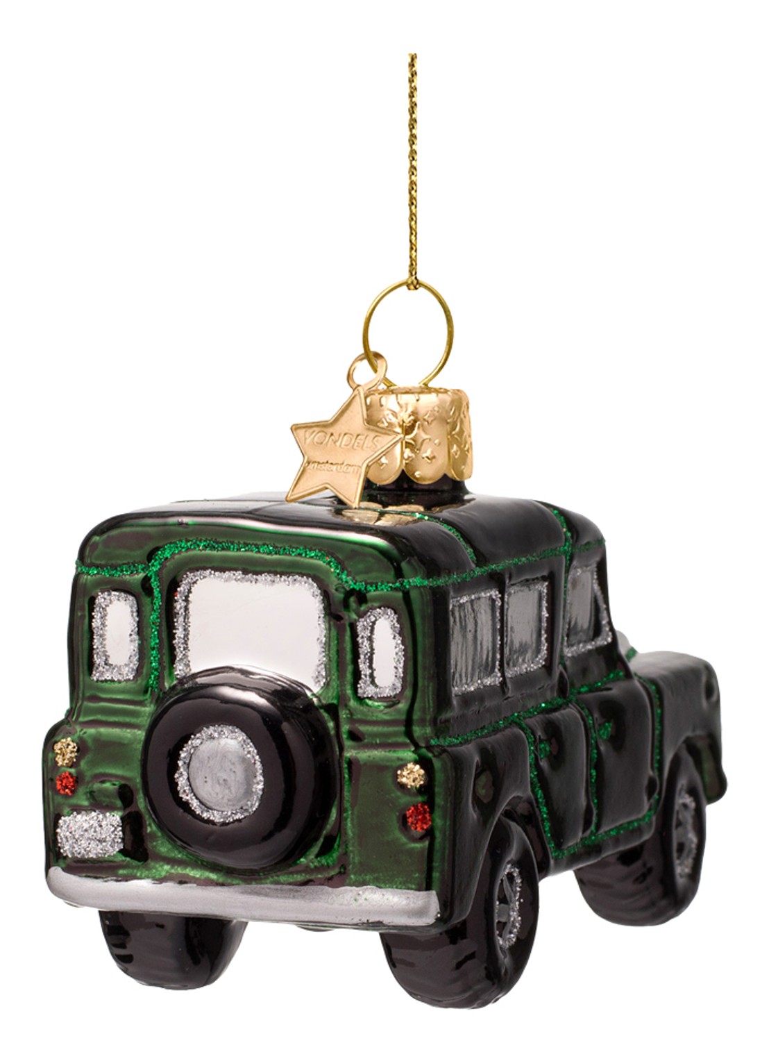 Vondels SUV Auto kersthanger 6,5 cm - achterkant groen