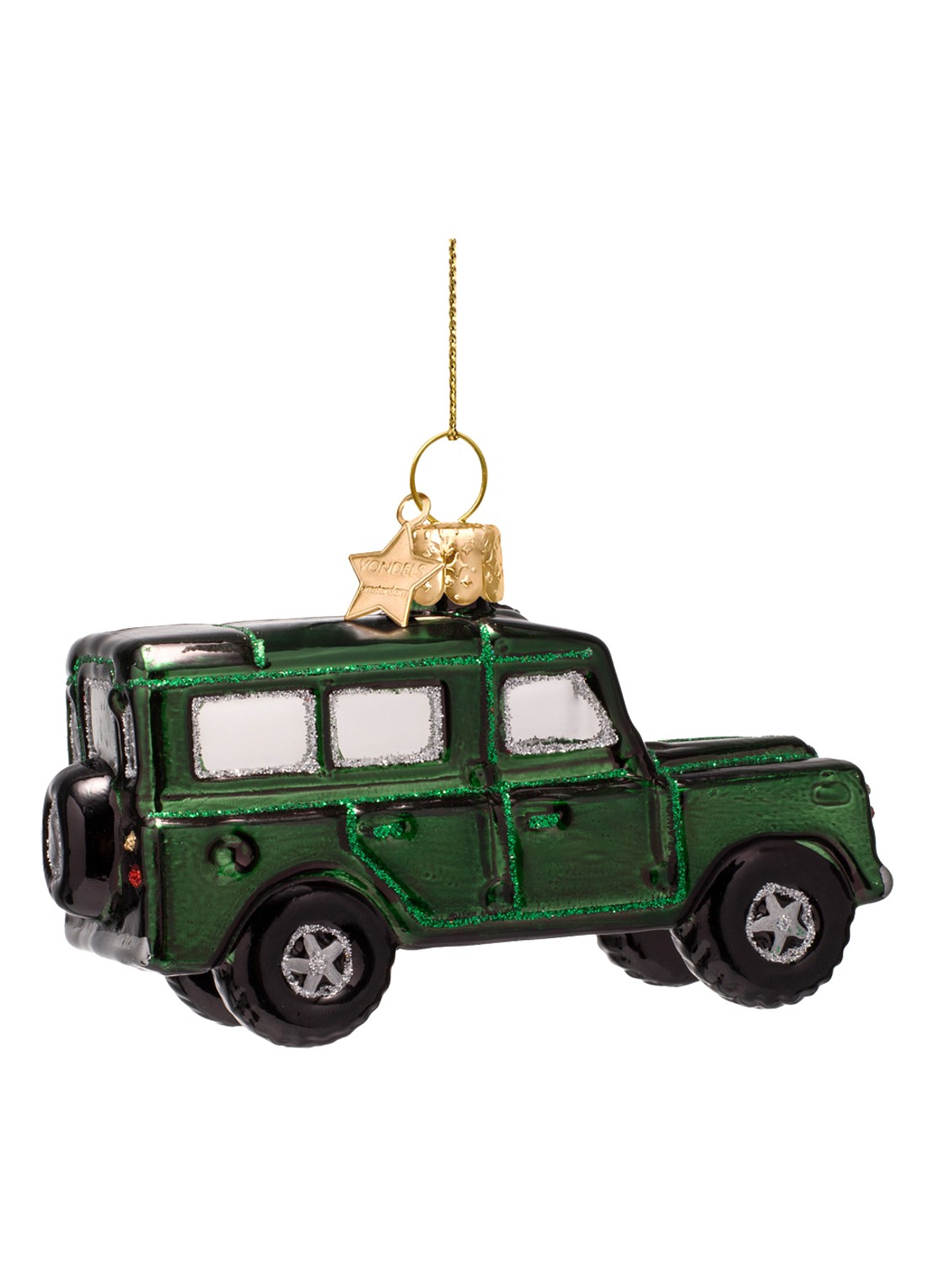 Vondels SUV Auto kersthanger 6,5 cm - detail 2 groen