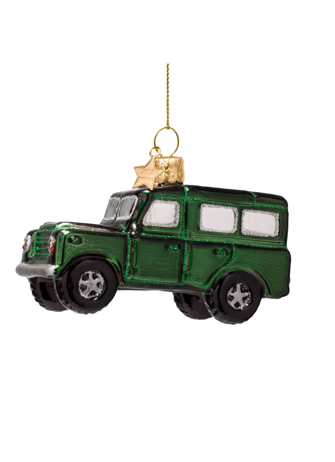 Vondels SUV Auto kersthanger 6,5 cm - voorkant 3 groen