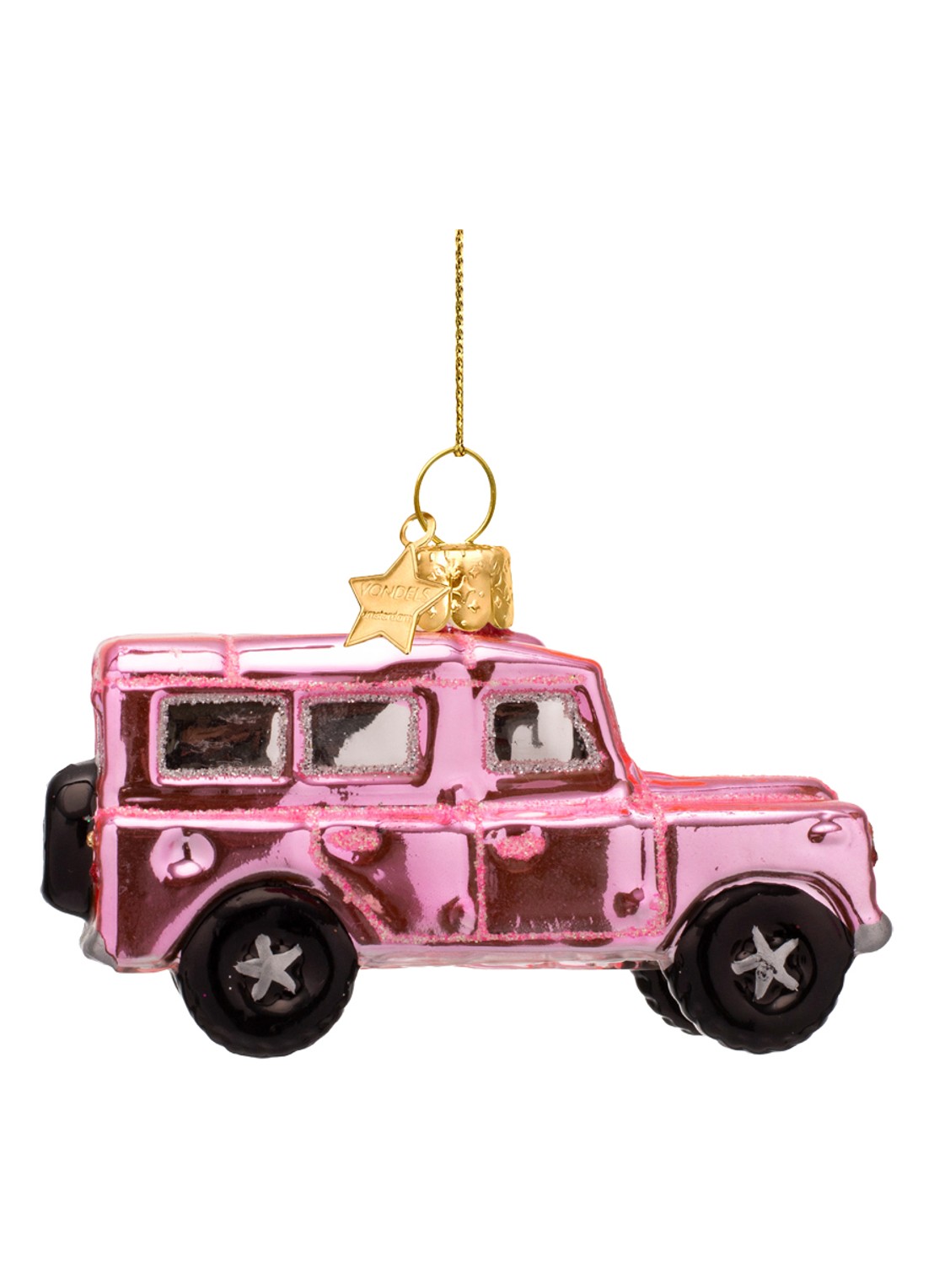 Vondels SUV Auto kersthanger 6 cm - detail 3 roze