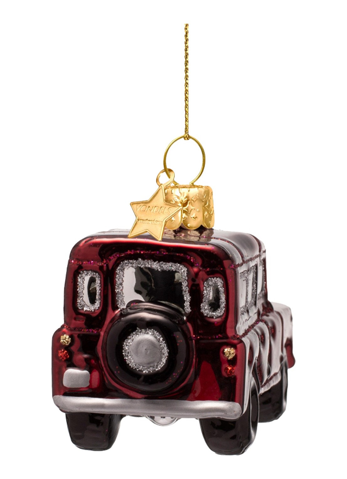 Vondels SUV Auto kersthanger 6 cm - achterkant 3 rood