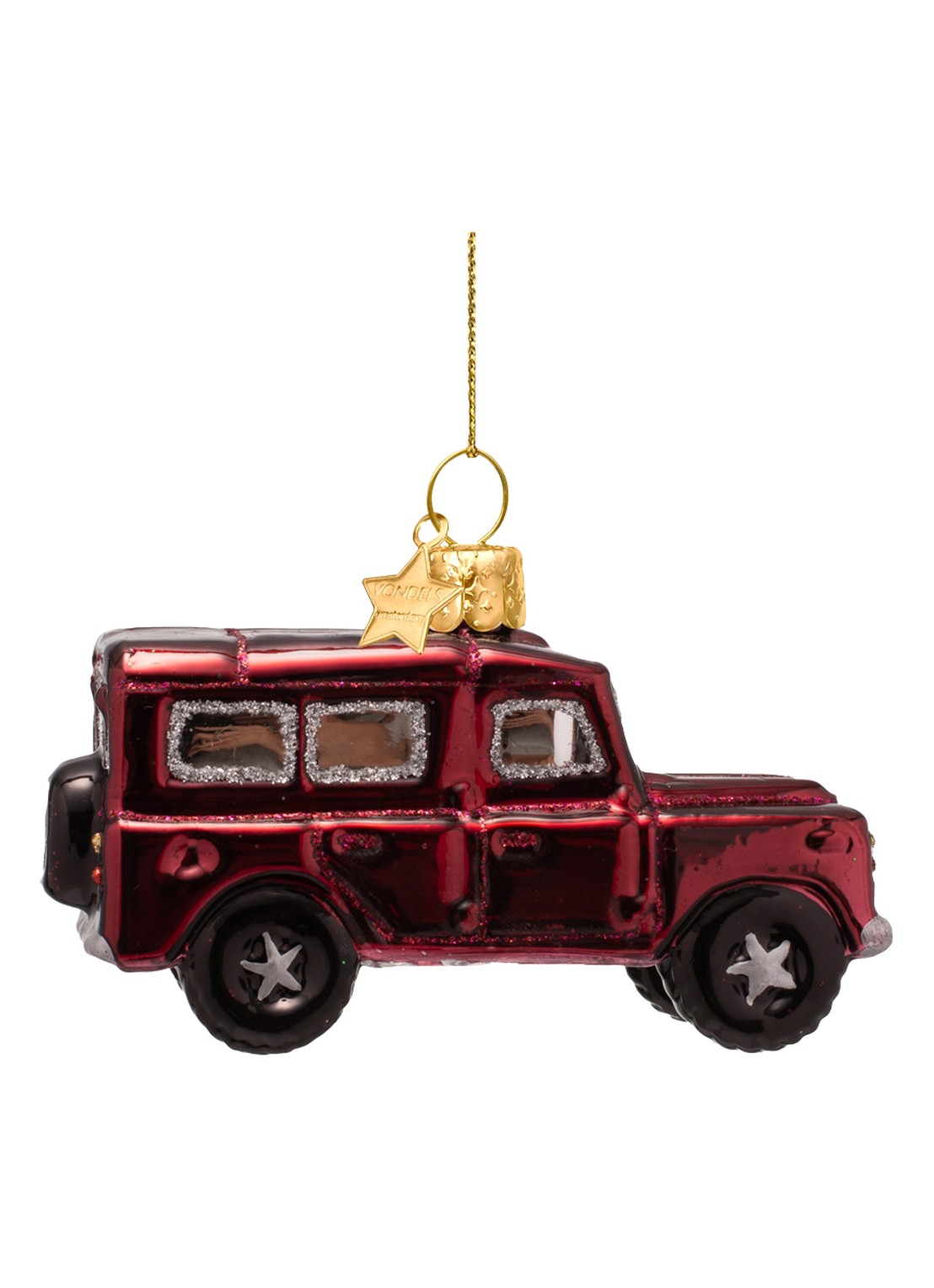 Vondels SUV Auto kersthanger 6 cm - detail 4 rood