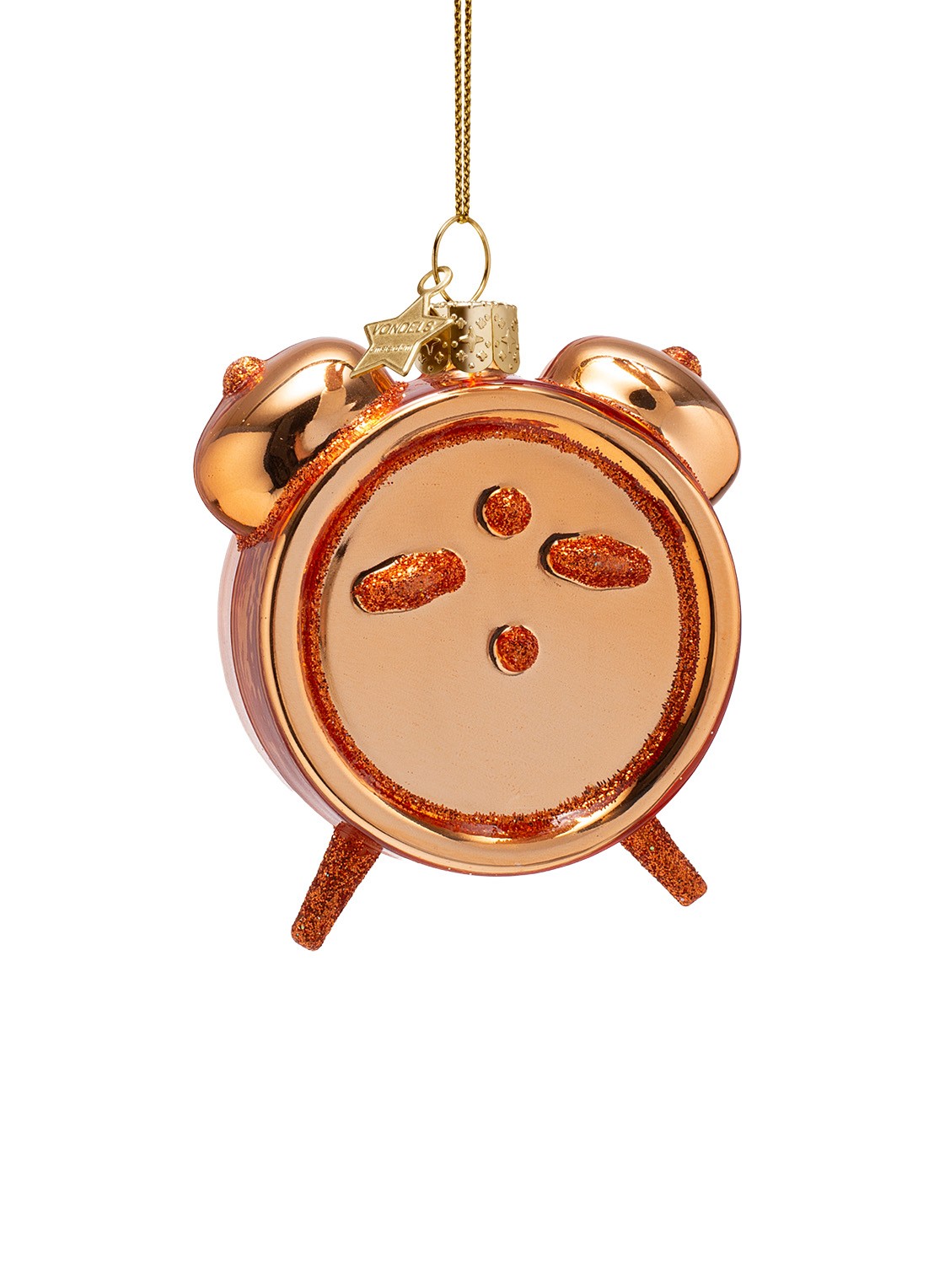 Vondels Tan Alarm Clock kersthanger 8,5 cm - detail 4 goud