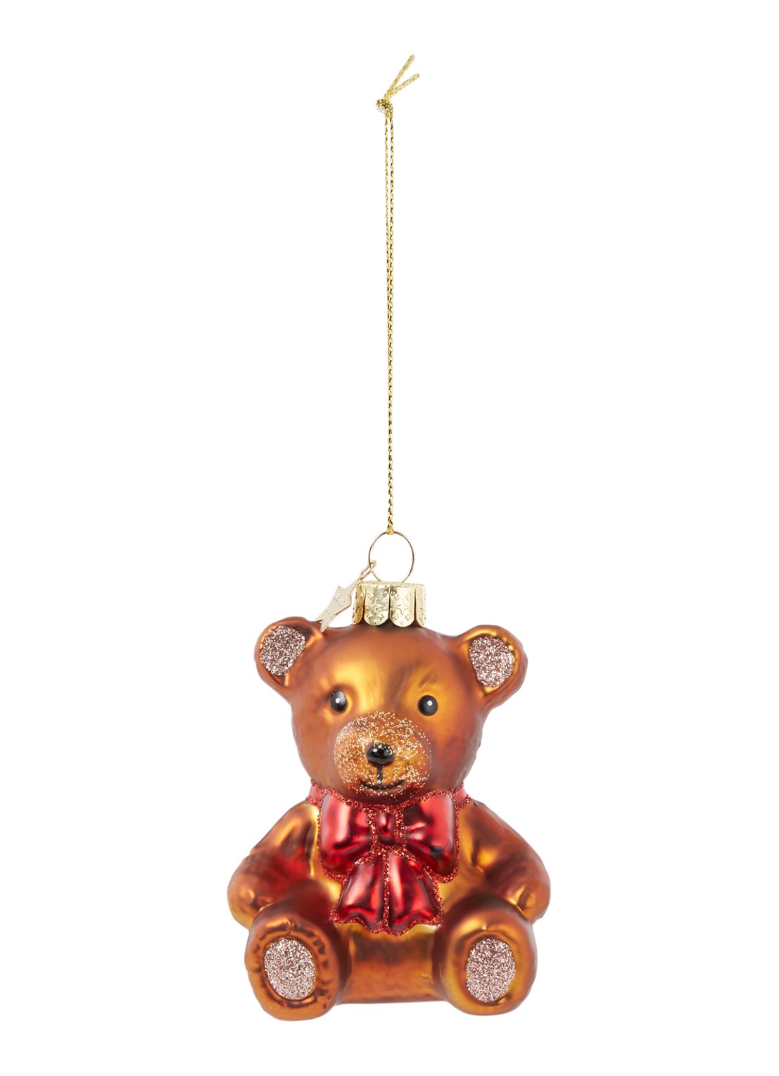 Vondels Teddybear Bow kersthanger 8,5 cm - voorkant bruin