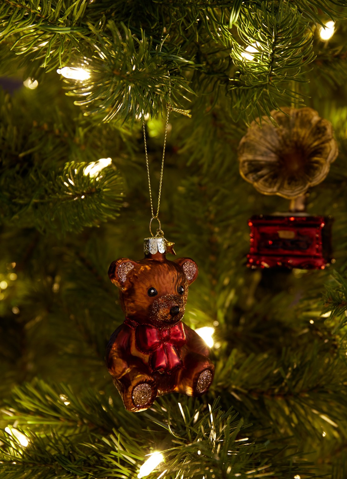 Vondels Teddybear Bow kersthanger 8,5 cm - voorkant 2 bruin