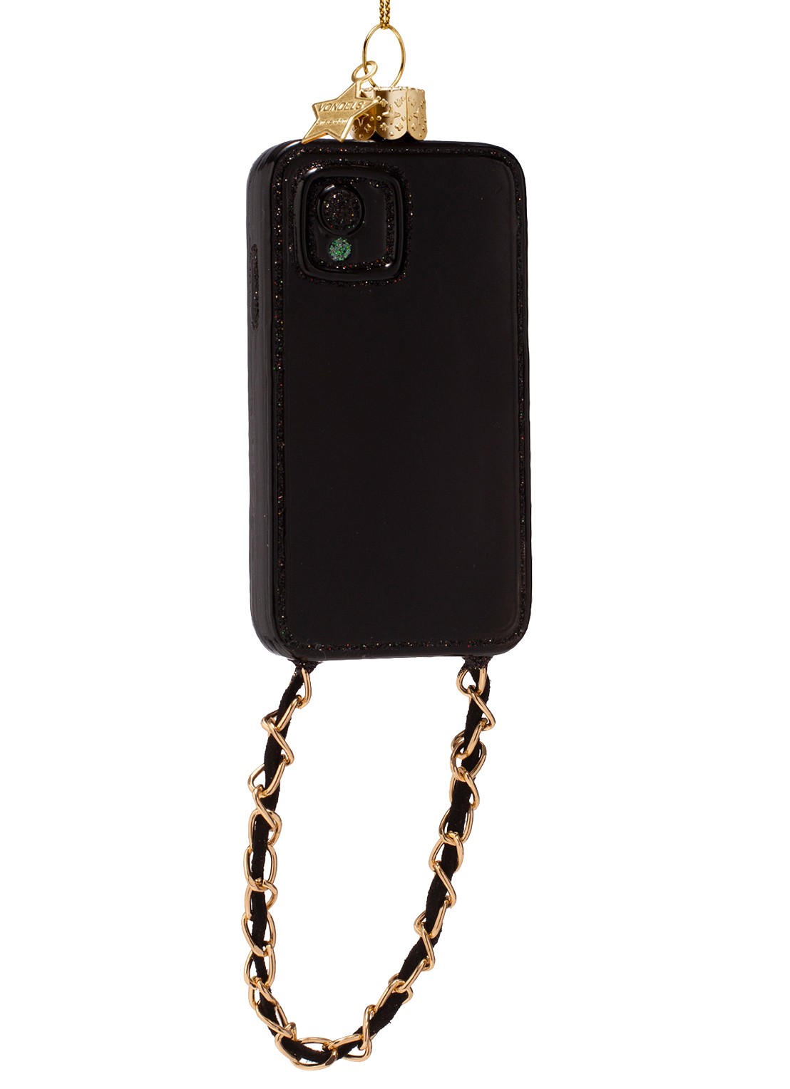 Vondels Telefoon met ketting kersthanger 11 cm - detail goud