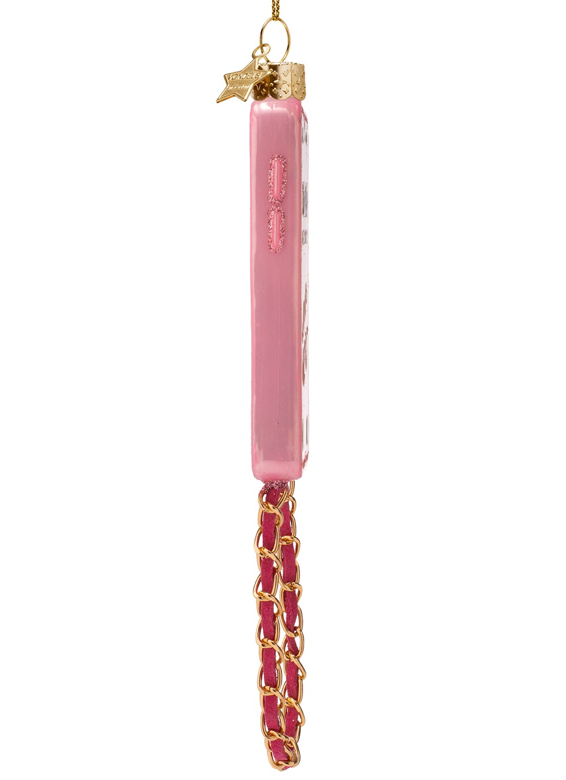 Vondels Telefoon met ketting kersthanger 11 cm - achterkant 3 roze