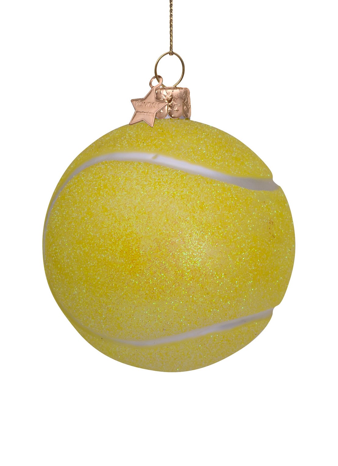 Vondels Tennisbal kersthanger 7 cm - detail 2 geel