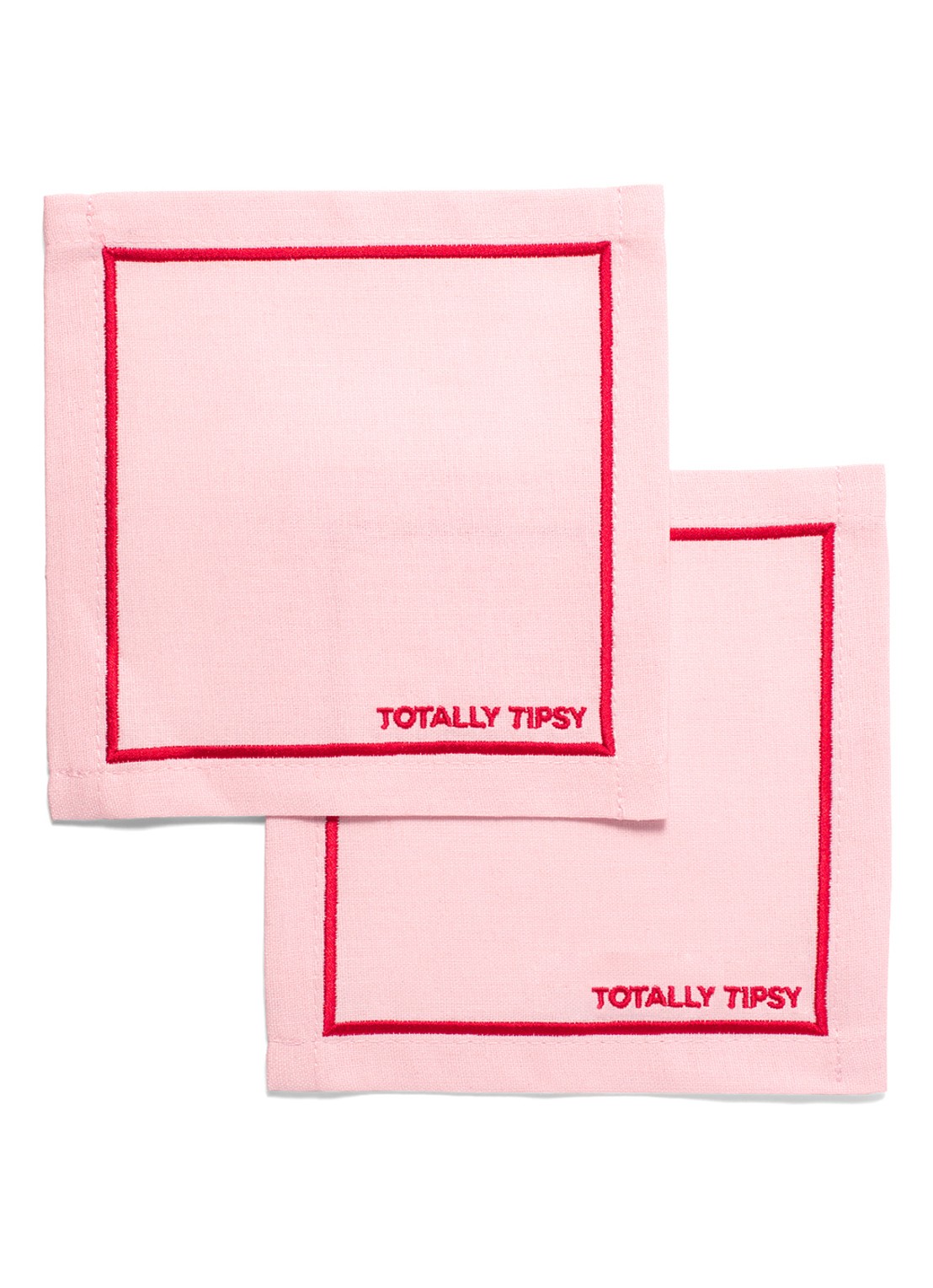 Vondels Totally Tipsy  servetten 14 x 14 cm set van 2 - voorkant roze