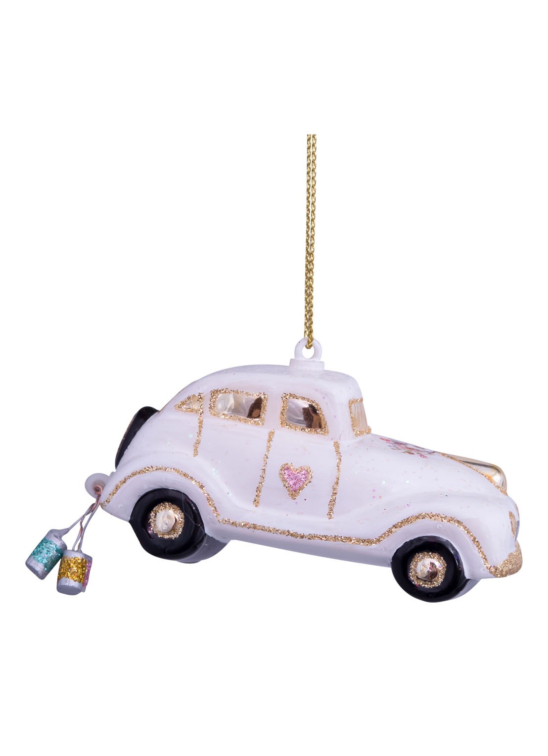 Vondels Trouwauto Just Married kersthanger 4,5 cm - detail multicolor