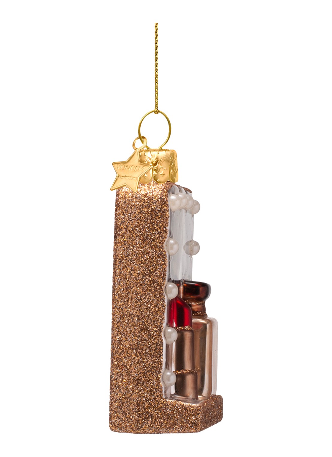 Vondels Vanity Spiegel kersthanger 8,5 cm - voorkant 2 goud