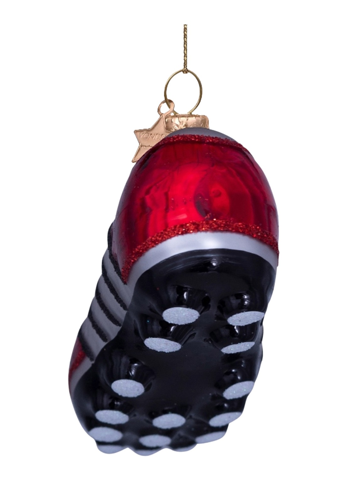 Vondels Voetbalschoen kersthanger 5 cm - achterkant 3 rood