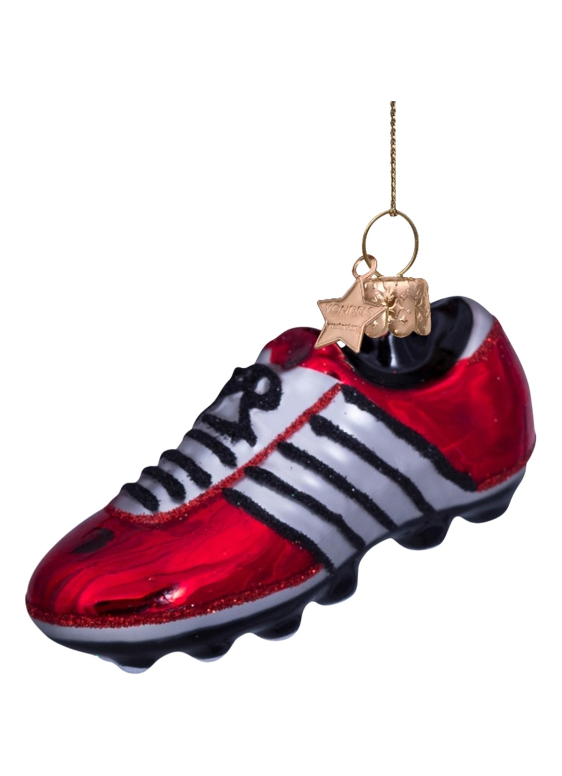 Vondels Voetbalschoen kersthanger 5 cm - detail 4 rood