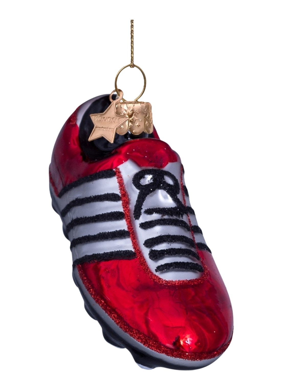 Vondels Voetbalschoen kersthanger 5 cm - detail 5 rood