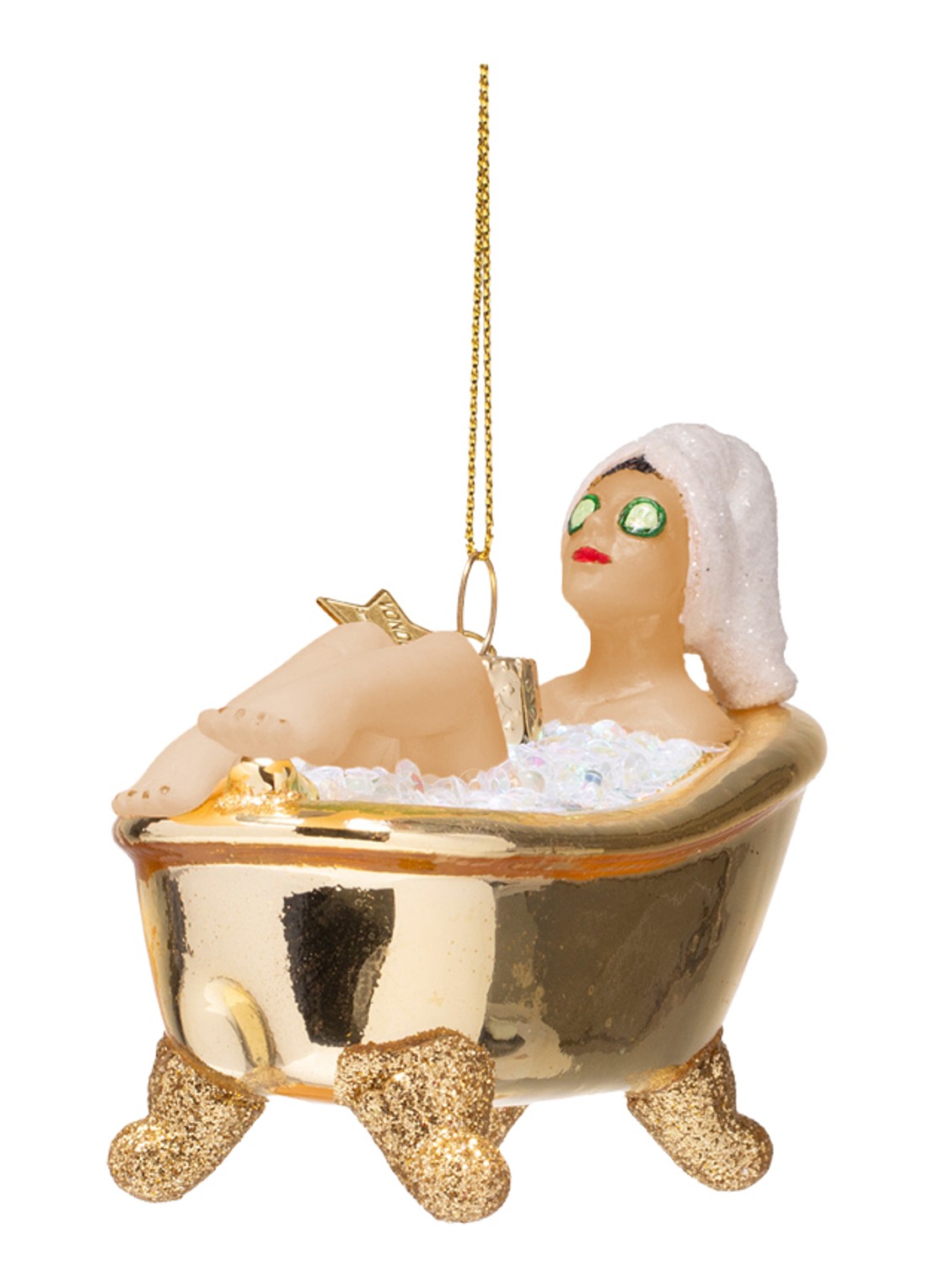 Vondels Vrouw in bad kersthanger 6 cm - detail 2 goud