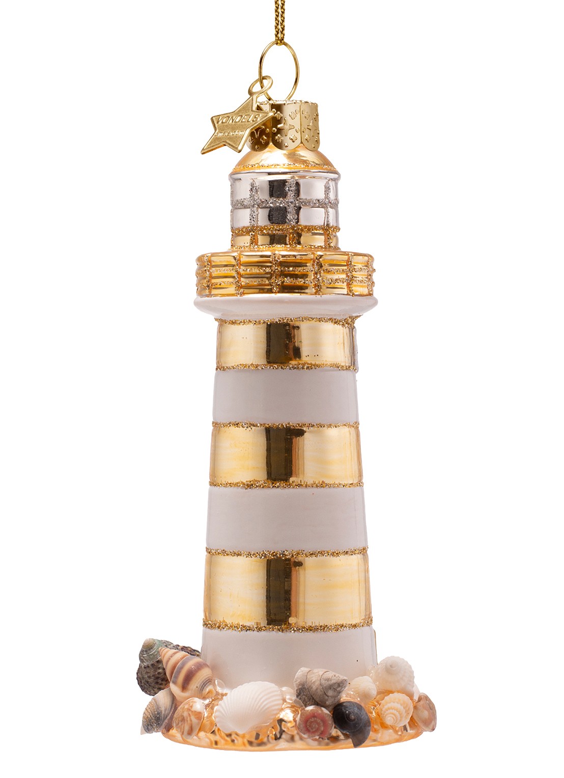 Vondels Vuurtoren kersthanger 12 cm - achterkant 3 goud