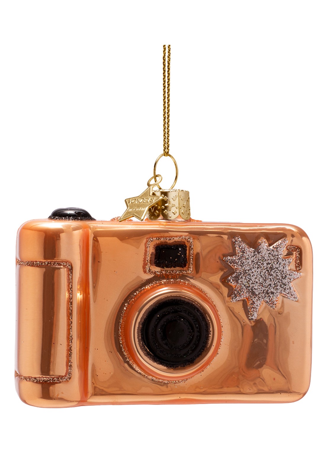 Vondels Wegwerpcamera kersthanger 6,5 cm - voorkant 3 brons