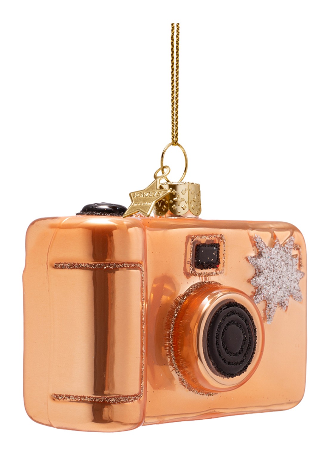 Vondels Wegwerpcamera kersthanger 6,5 cm - voorkant 4 brons