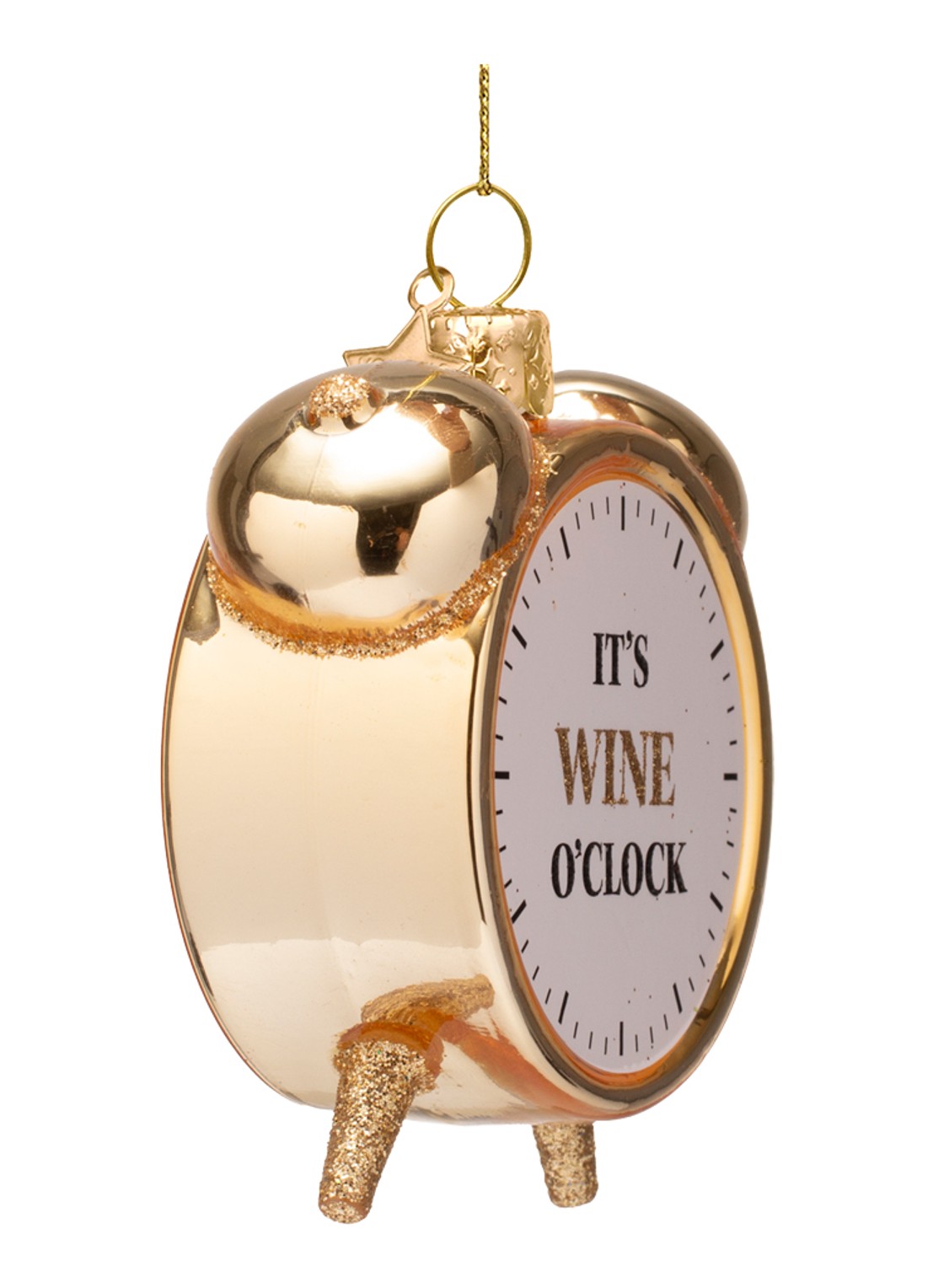 Vondels Wine O'Clock Alarm kersthanger 9 cm - detail 3 goud