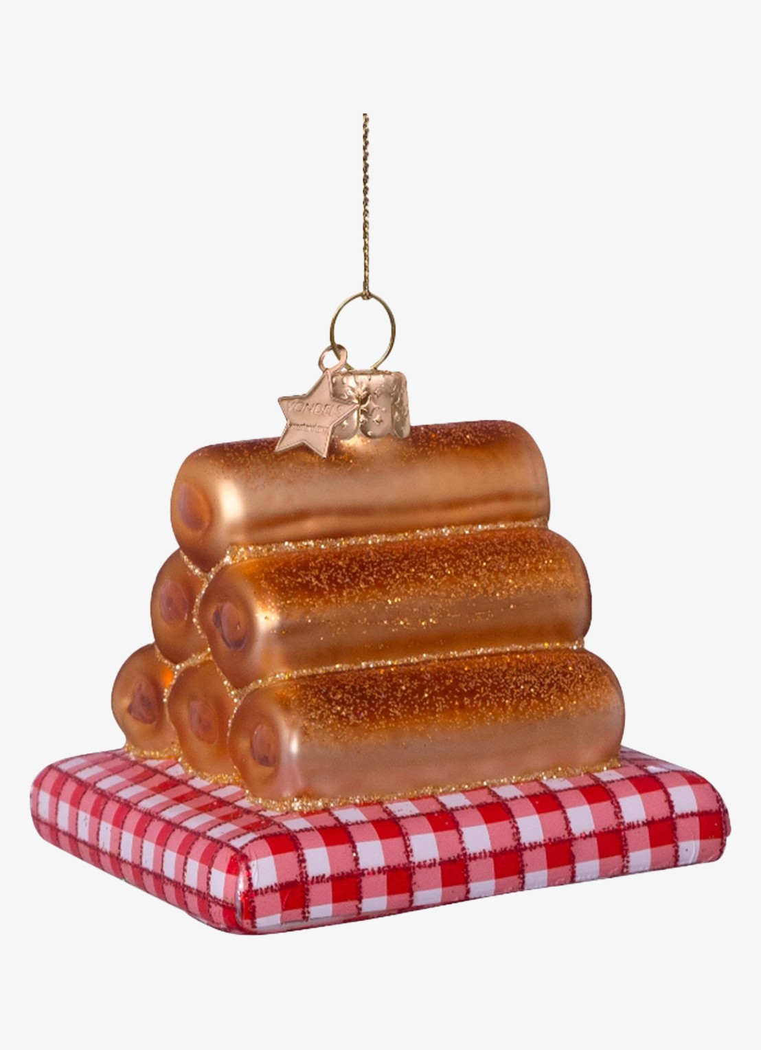 Vondels Worstenbroodjes kersthanger 6 cm - achterkant bruin
