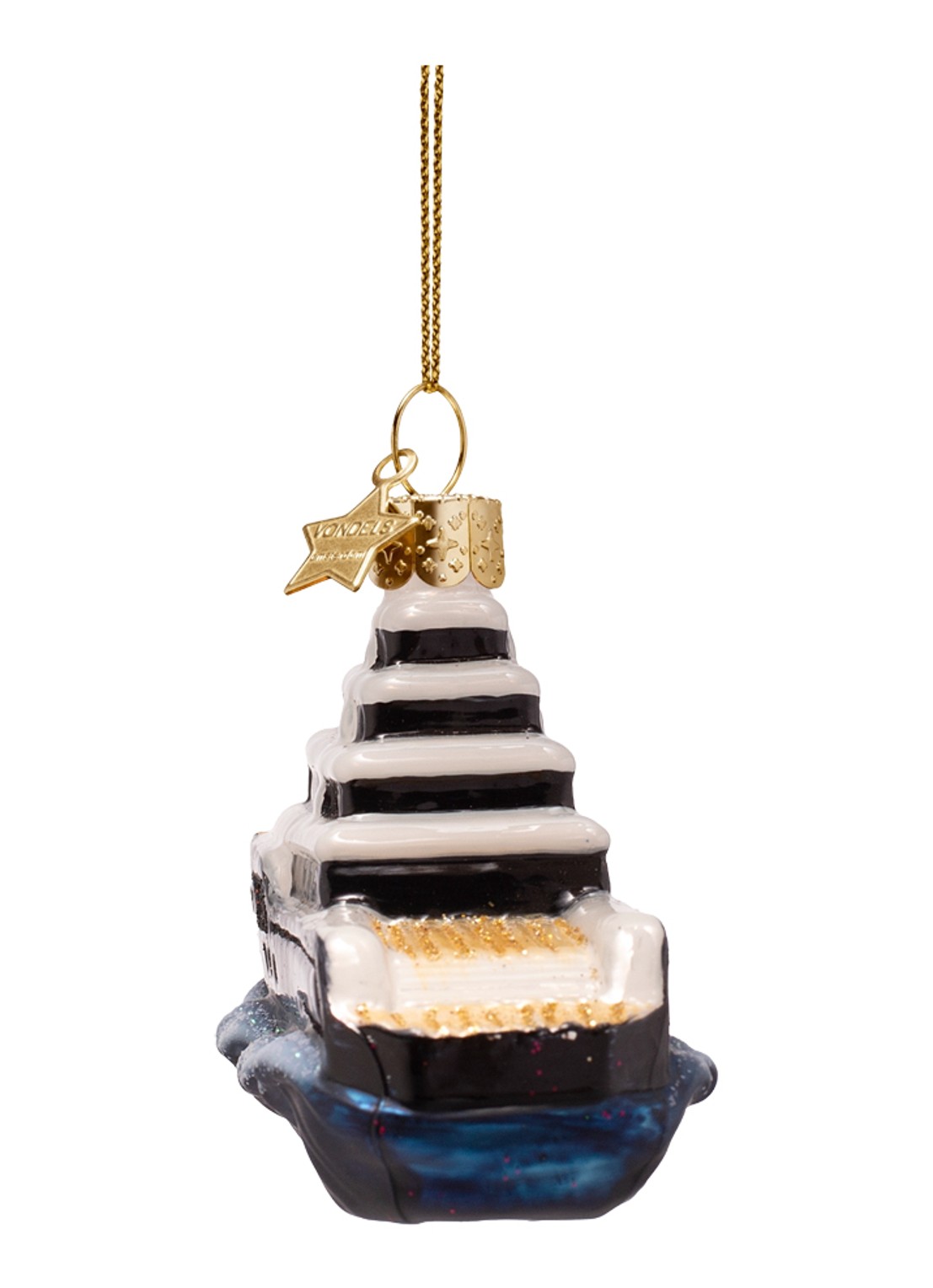 Vondels Yacht kersthanger 5 cm - achterkant 2 zwart