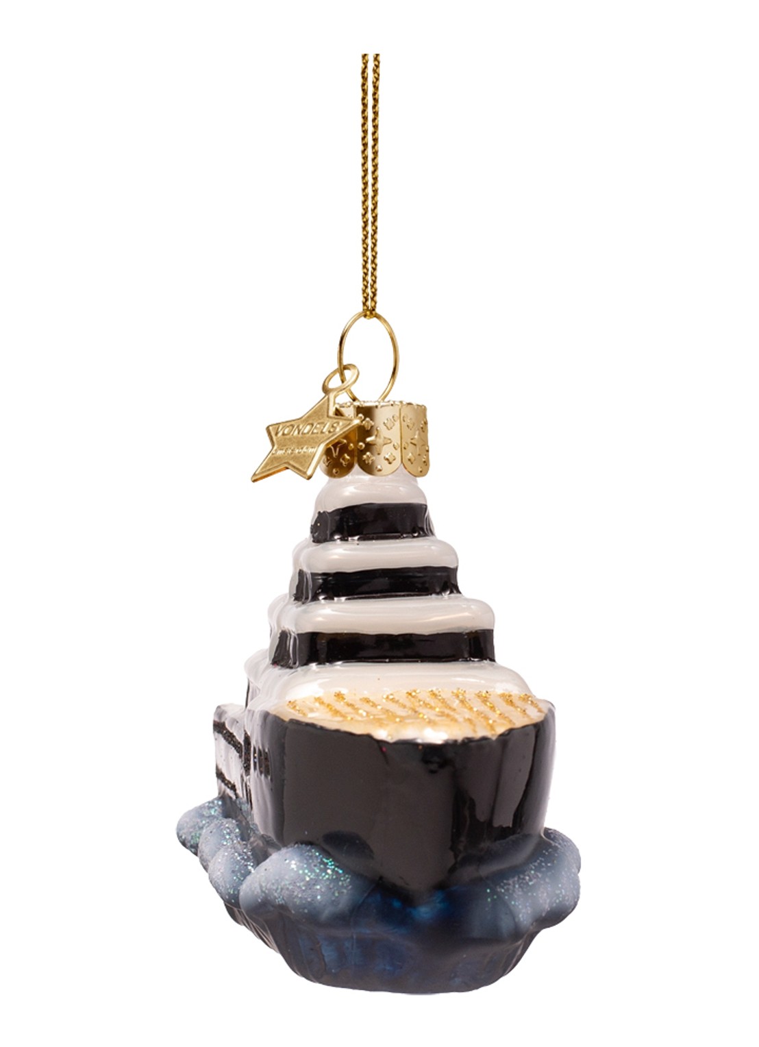 Vondels Yacht kersthanger 5 cm - detail zwart