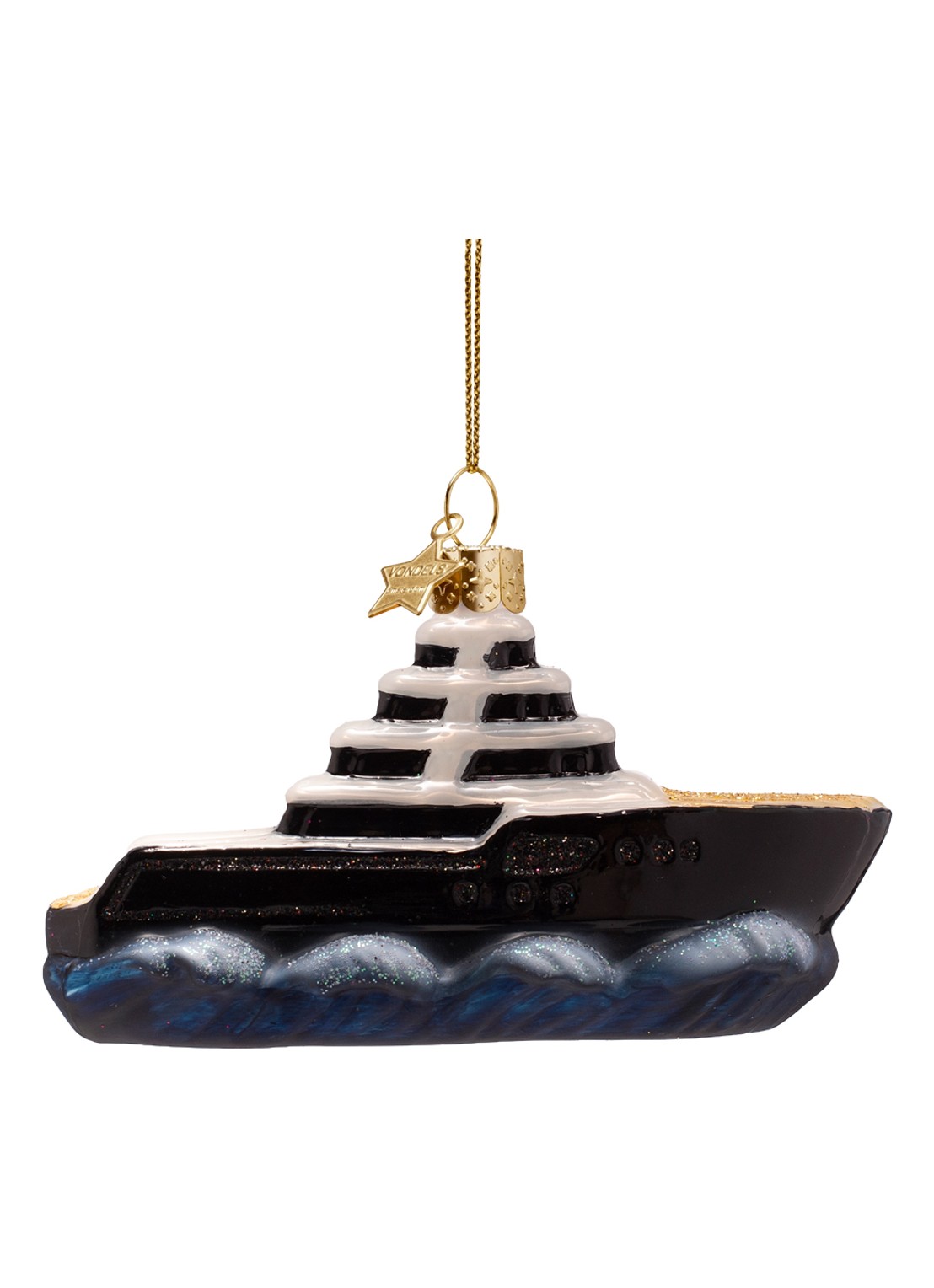 Vondels Yacht kersthanger 5 cm - voorkant 3 zwart