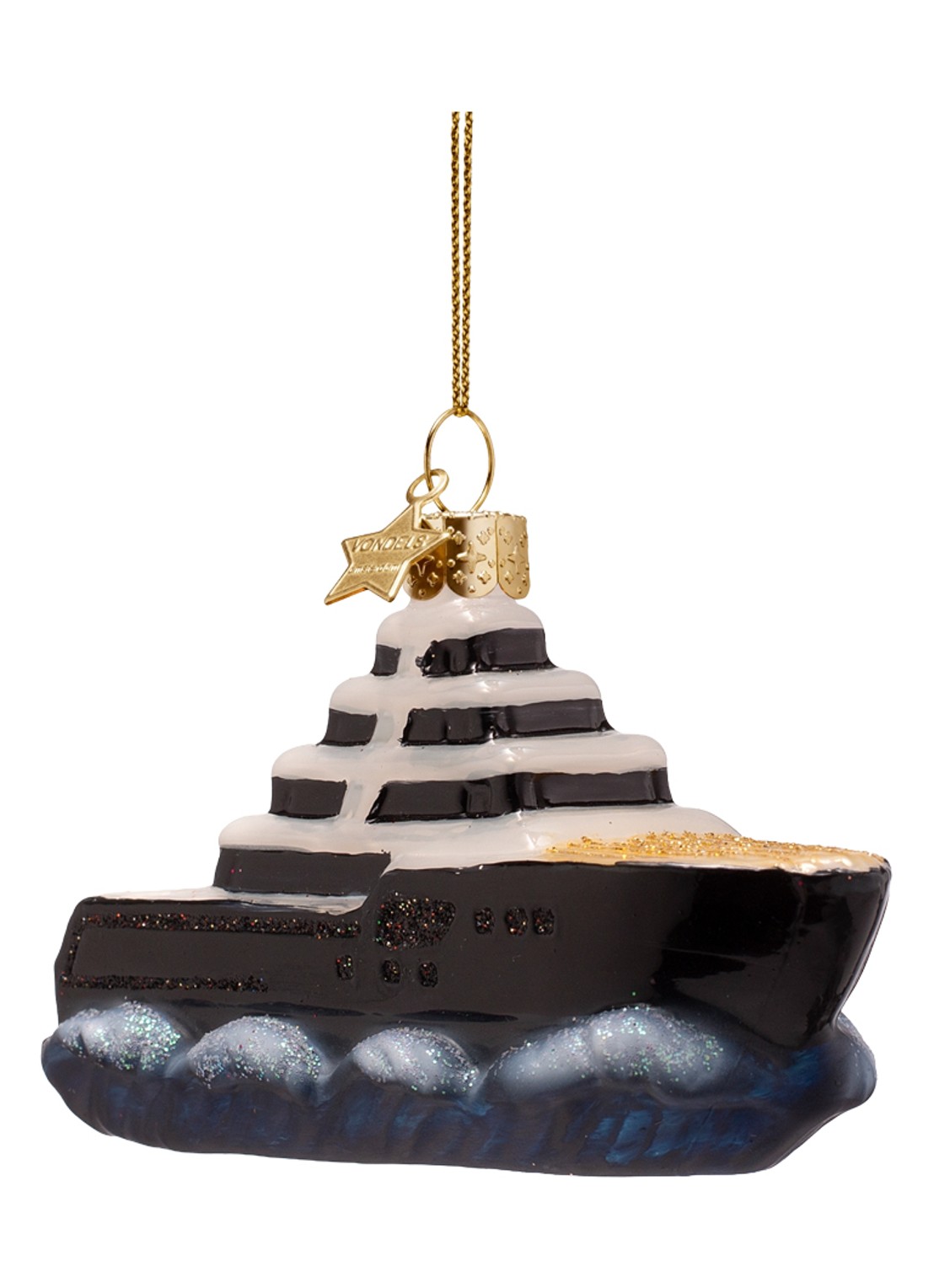 Vondels Yacht kersthanger 5 cm - voorkant 4 zwart
