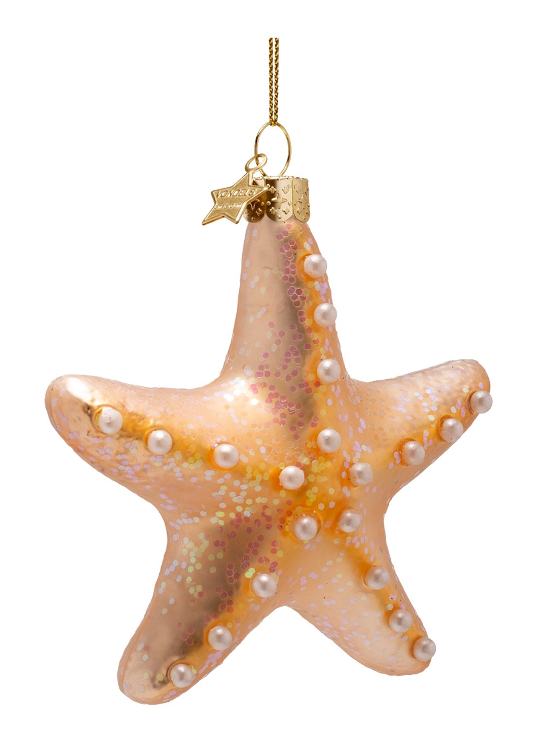 Vondels Zeester kersthanger 8,5 cm - voorkant 4 goud