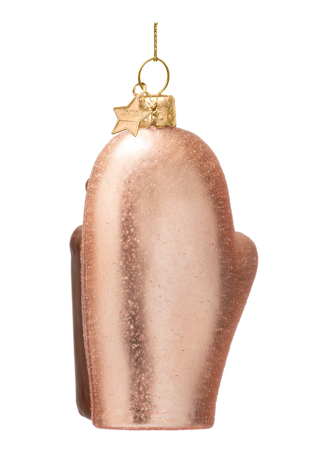 Vondels Zelfbruiner Handschoen kersthanger 12 cm - achterkant roségoud