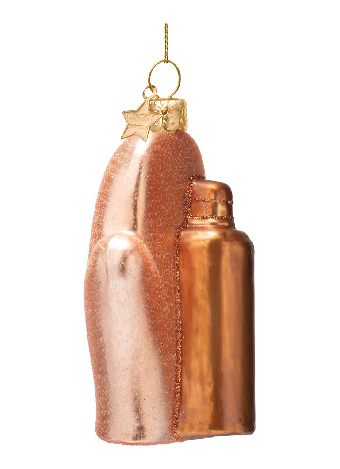 Vondels Zelfbruiner Handschoen kersthanger 12 cm - detail 4 roségoud