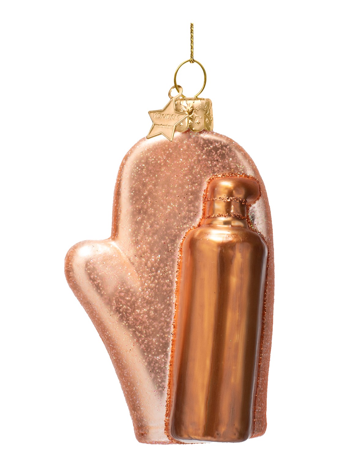 Vondels Zelfbruiner Handschoen kersthanger 12 cm - voorkant 2 roségoud
