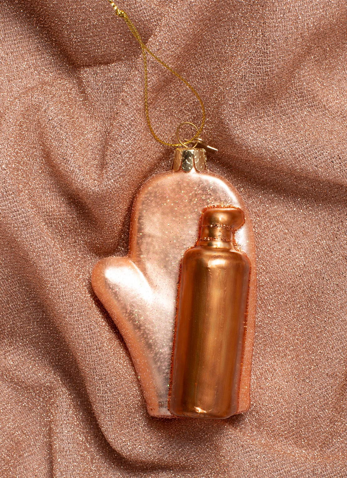 Vondels Zelfbruiner Handschoen kersthanger 12 cm - voorkant 3 roségoud