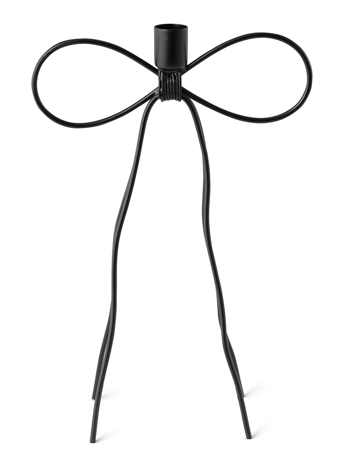 vtwonen Bow kandelaar 25 cm - voorkant 2 zwart