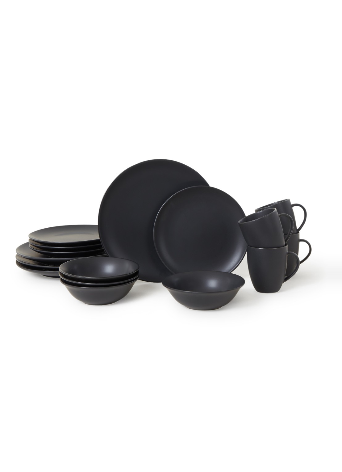 vtwonen Dinnerware serviesset 16-delig - voorkant zwart