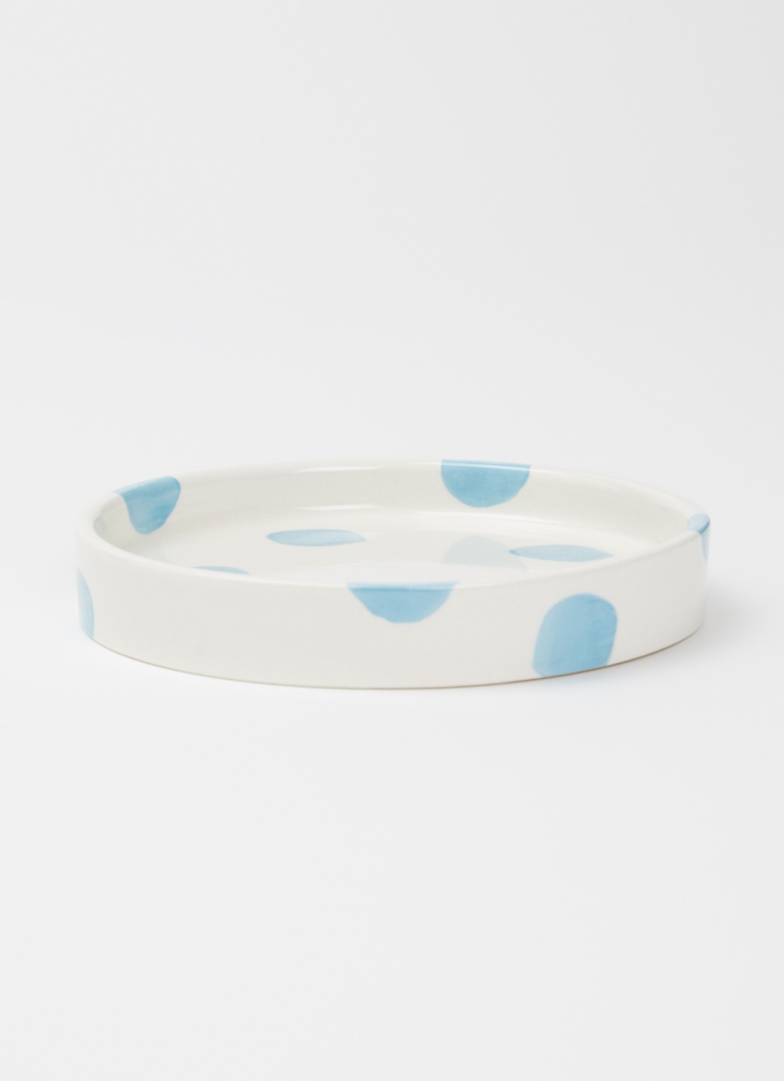 vtwonen Dots gebaksbordje 13 cm  - voorkant 3 lichtblauw